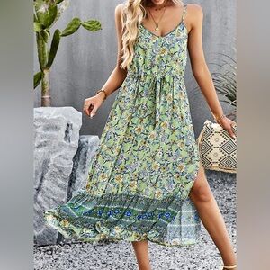 Floral Green Maxi Dress